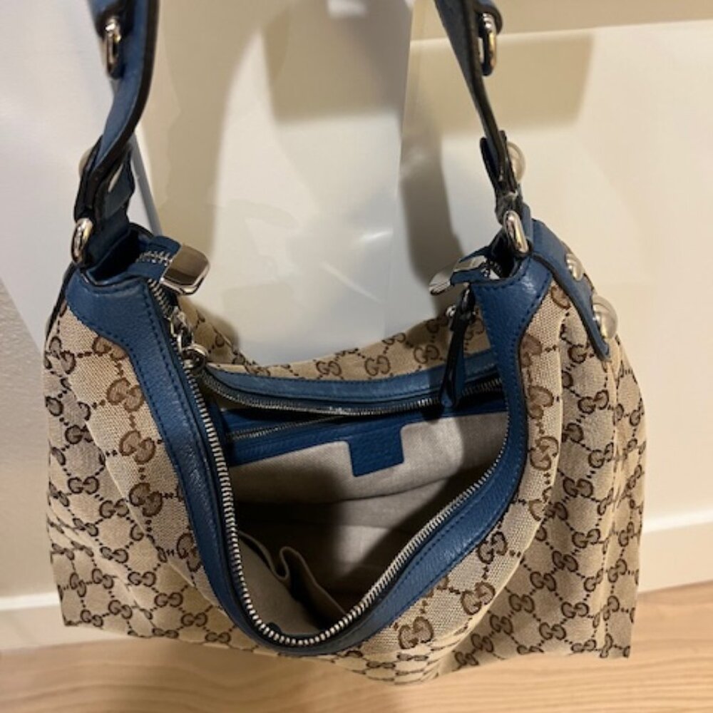 Vintage Gucci GG Canvas Hobo with Blue Leather Strap - Picture 6 of 6